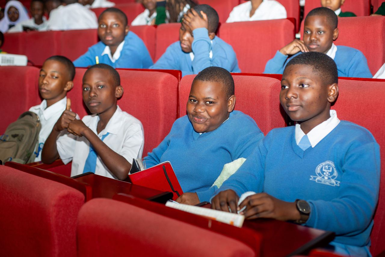 Students seating in the exhibition auditorium